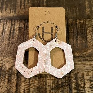 New pink flower cork earrings